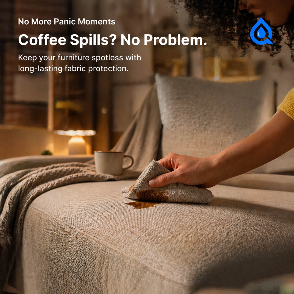 Nano coating protecting a fabric sofa