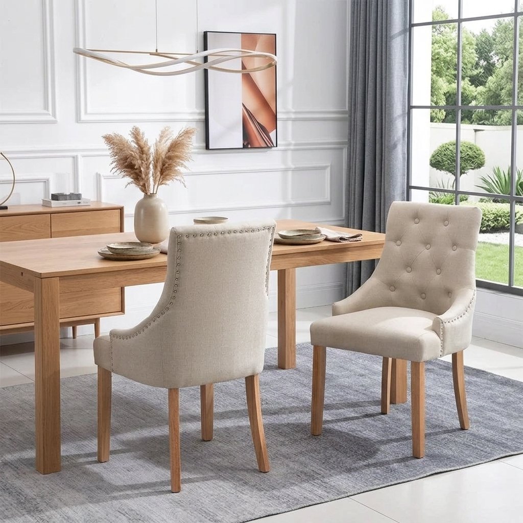 A set of cream dining chairs