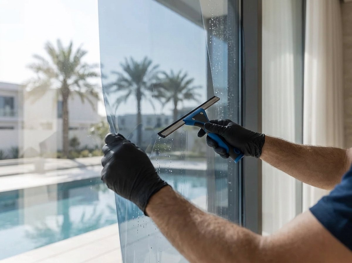 Professional residential window film installation in a Dubai villa